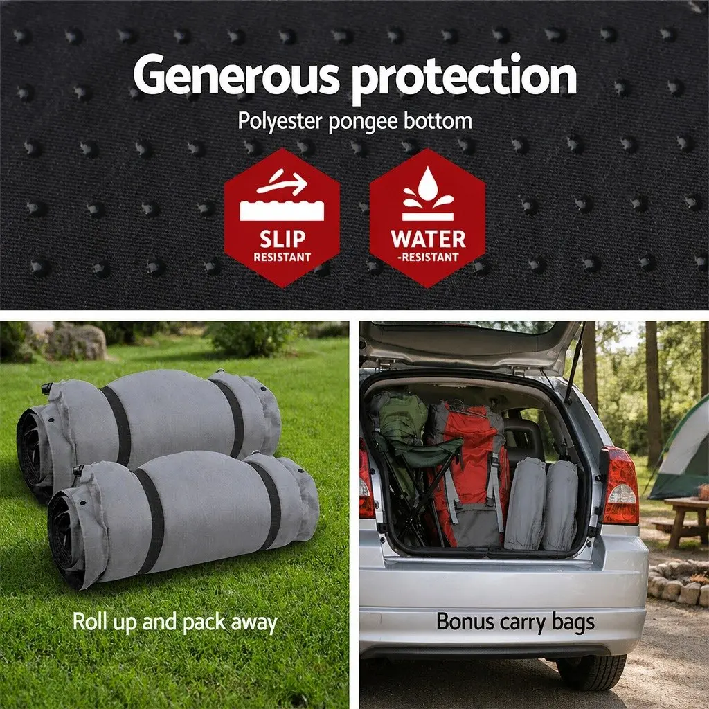 Double Camping Sleeping Mat Self Inflating Air Bed Grey 187x132cm