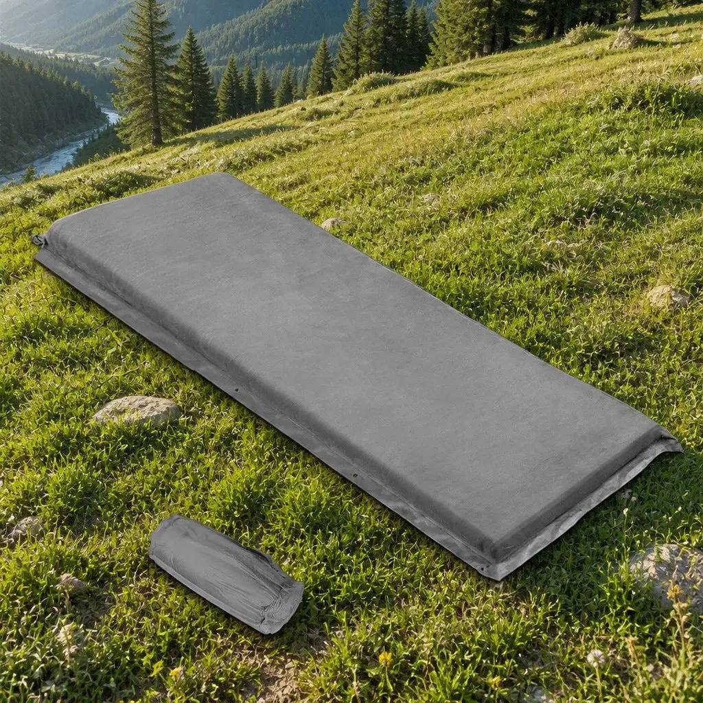 Self Inflating Mattress Camping Sleeping Mat Air Bed Single 187cm Grey