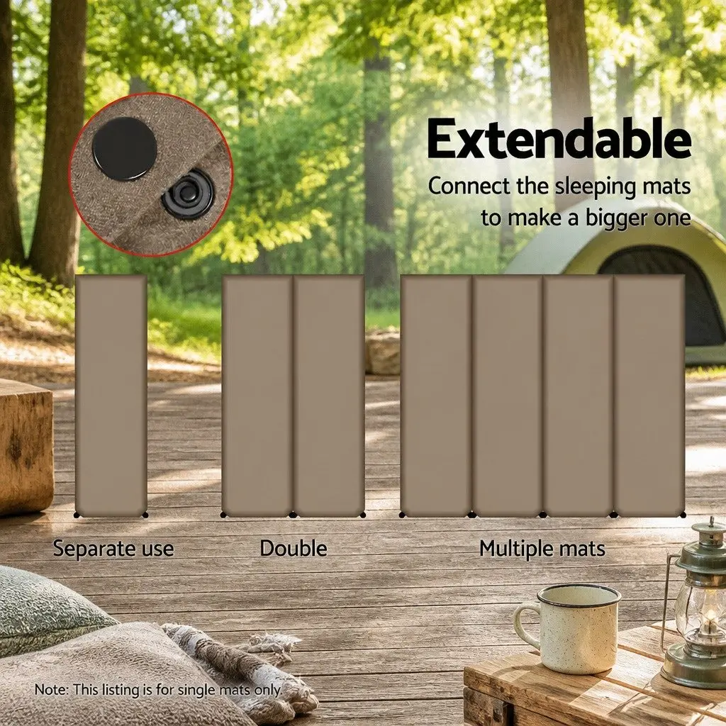 Self Inflating Camping Mattress Sleeping Mat 187x66cm Coffee