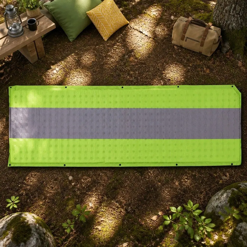 Single Green Self Inflating Camping Sleeping Mat 195x65x25cm Air Bed Pad
