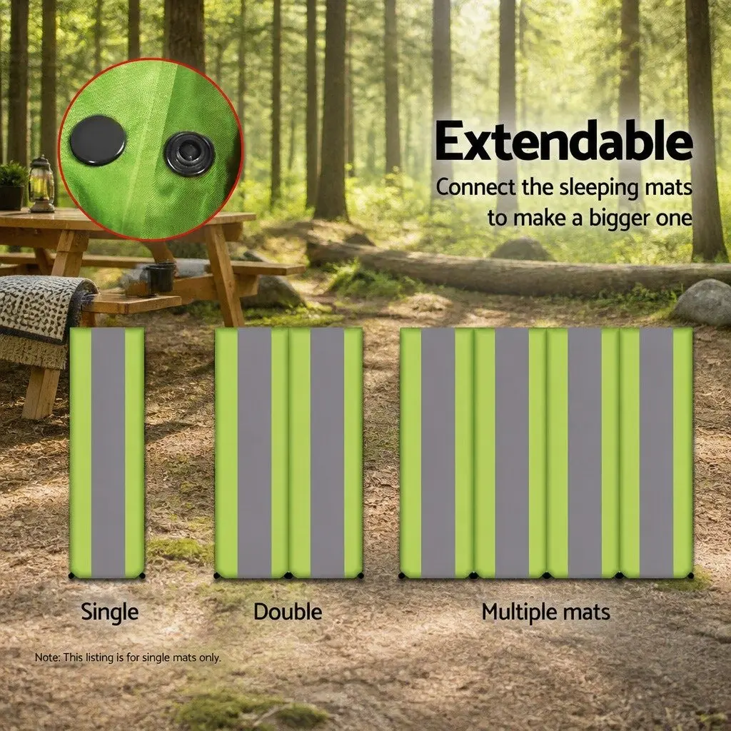 Single Green Self Inflating Camping Sleeping Mat 195x65x25cm Air Bed Pad