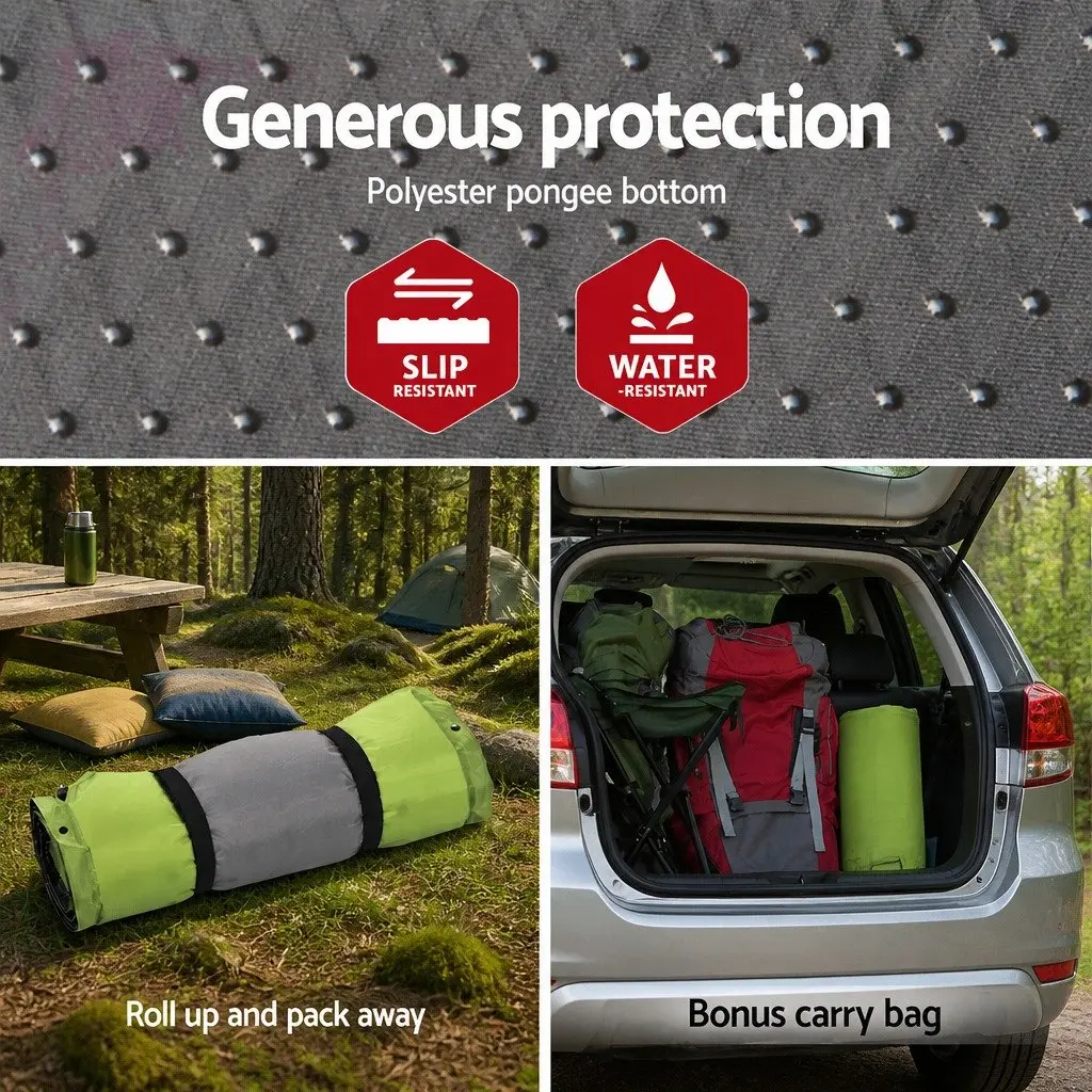 Single Green Self Inflating Camping Sleeping Mat 195x65x25cm Air Bed Pad