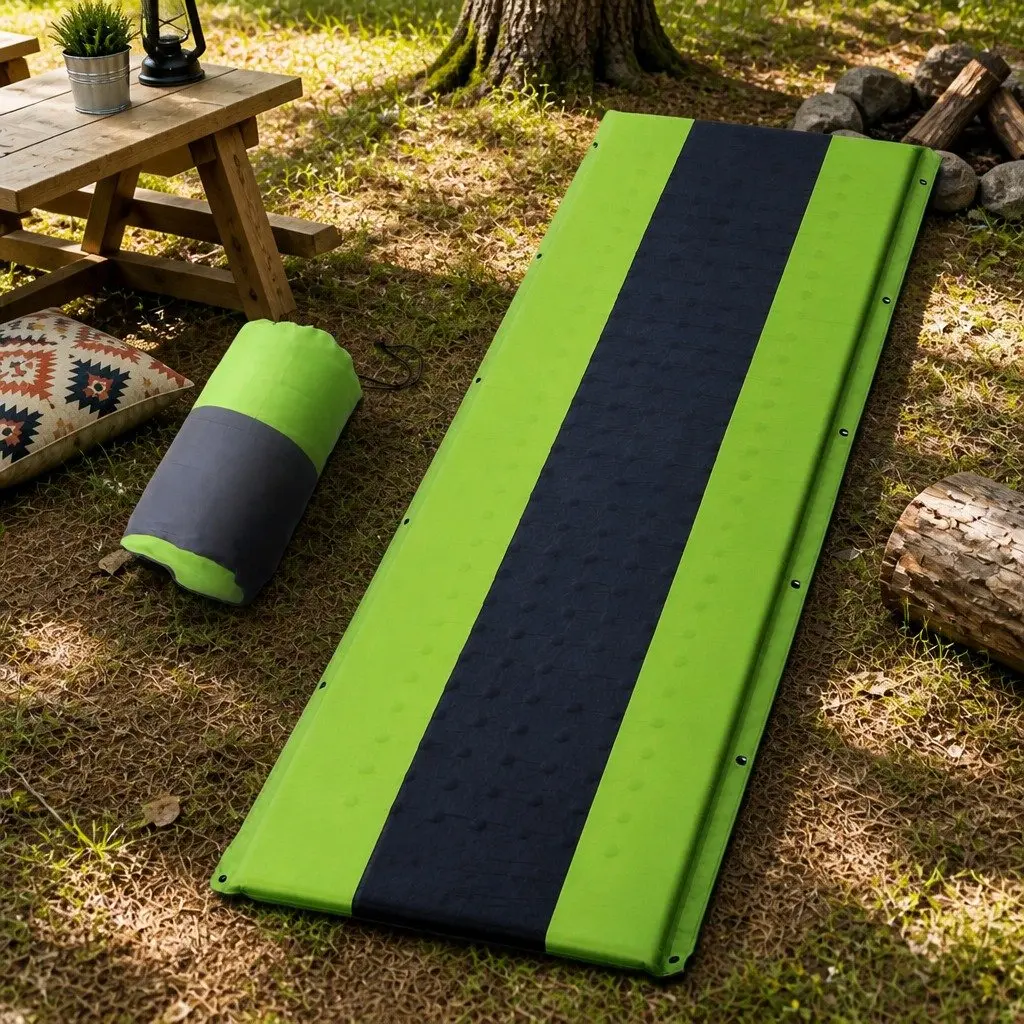 Single Green Self Inflating Camping Sleeping Mat 195x65x25cm Air Bed Pad