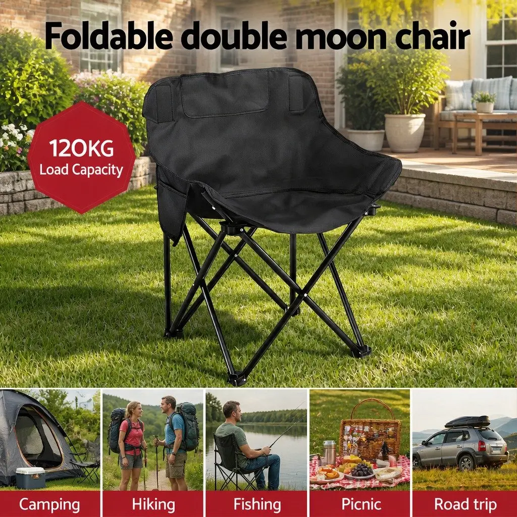 3 Piece Folding Camping Table Chair Set Portable Outdoor Picnic Garden Furniture Black