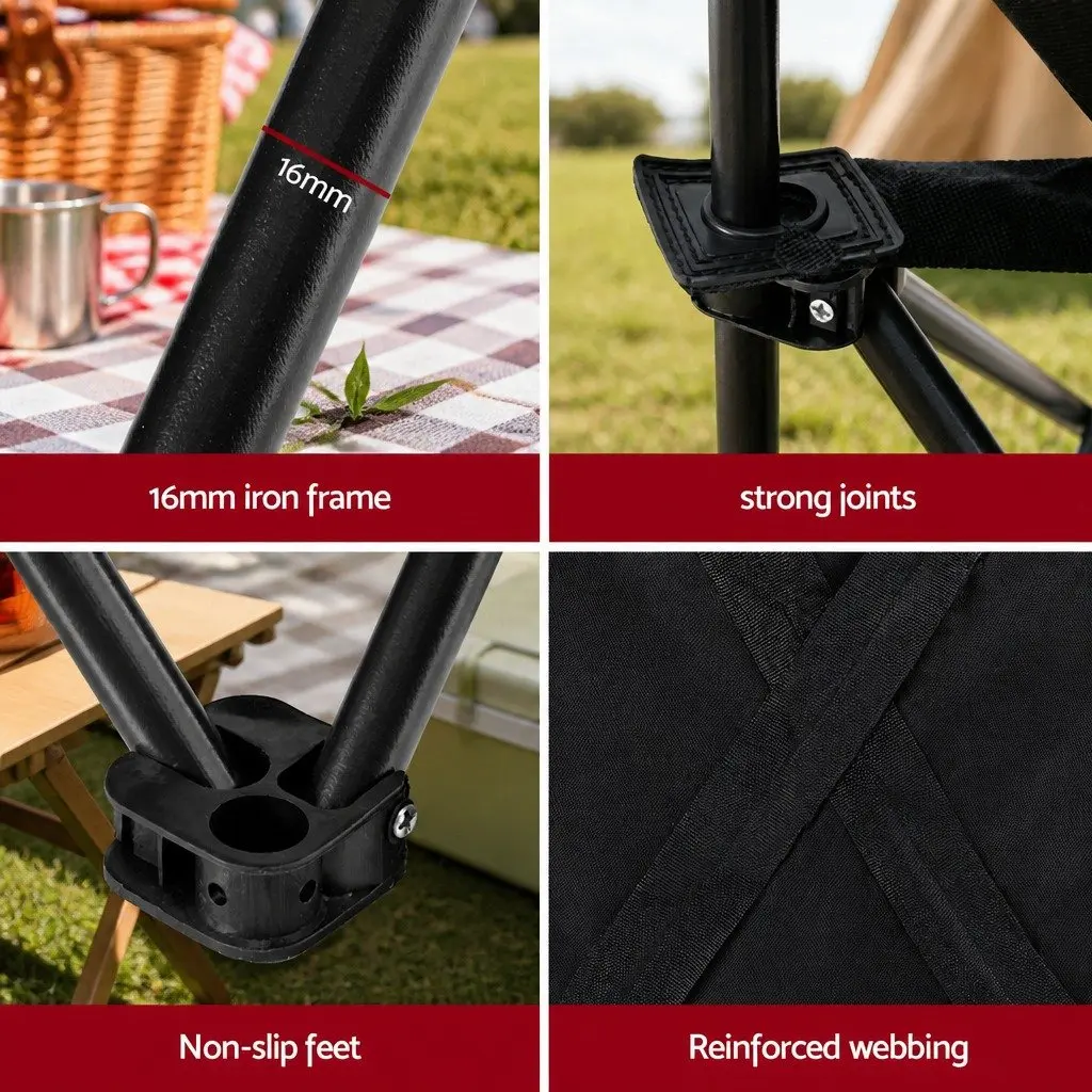 3 Piece Folding Camping Table Chair Set Portable Outdoor Picnic Garden Furniture Black