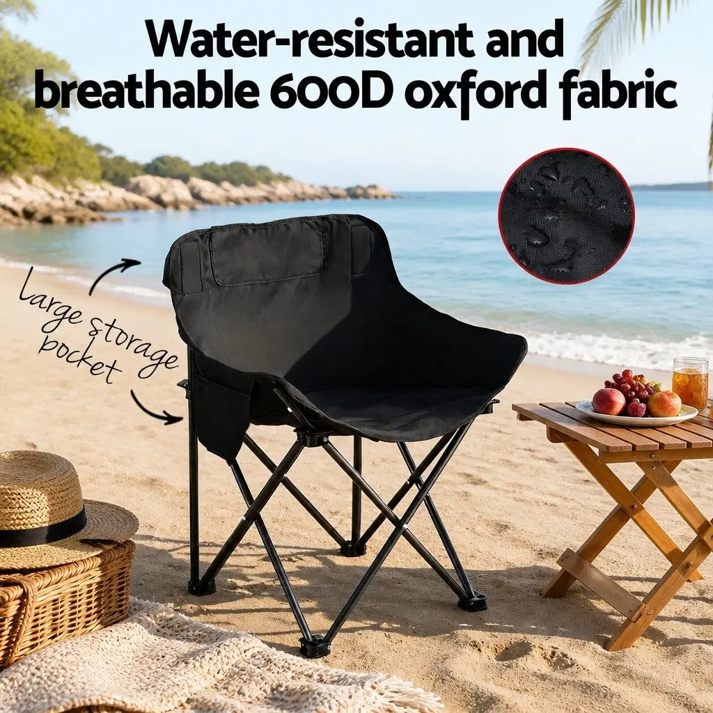 3 Piece Folding Camping Table Chair Set Portable Outdoor Picnic Garden Furniture Black