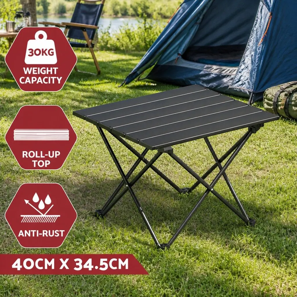 3 Piece Folding Camping Table Chair Set Portable Outdoor Picnic Garden Furniture Black
