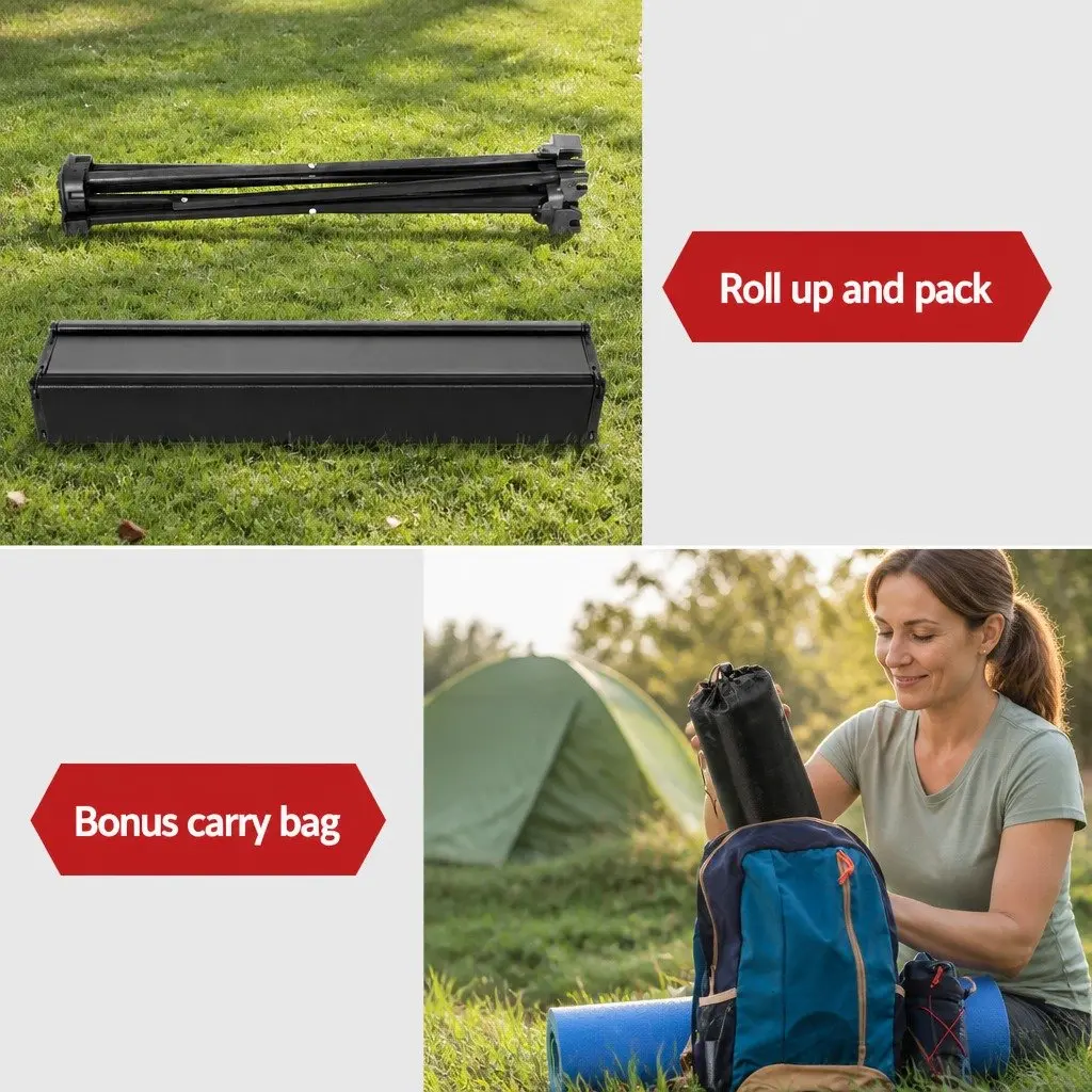3 Piece Folding Camping Table Chair Set Portable Outdoor Picnic Garden Furniture Black