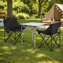 Camping Table Chair Set 3 Piece Outdoor Folding Portable Picnic Beach Caravan