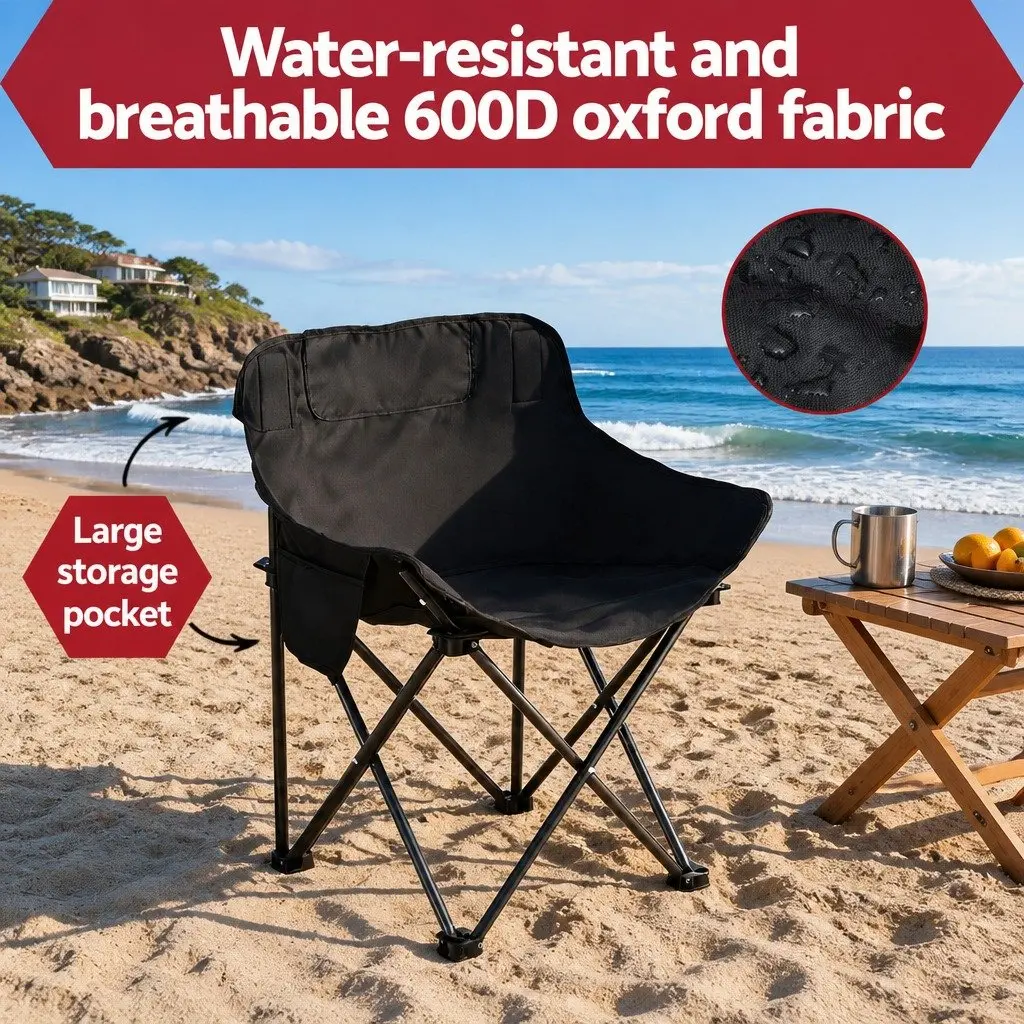 Camping Table Chair Set 3 Piece Outdoor Folding Portable Black Silver