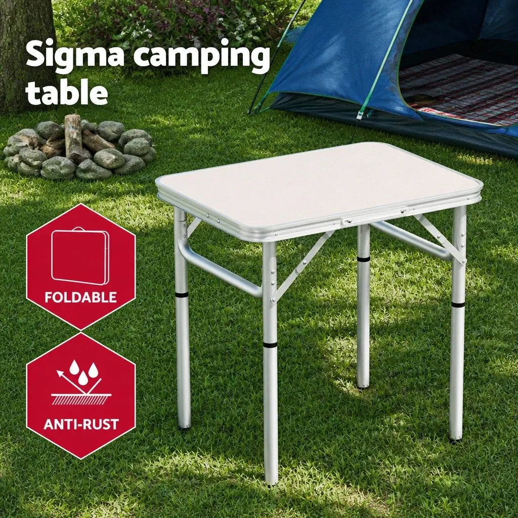 3-Piece Camping Table Chair Set Outdoor Folding Portable Picnic Furniture Black Silver