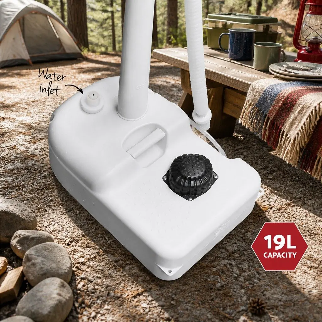 19L Portable Handwash Stand with Foot Pump Grey for Outdoor Camping and Events