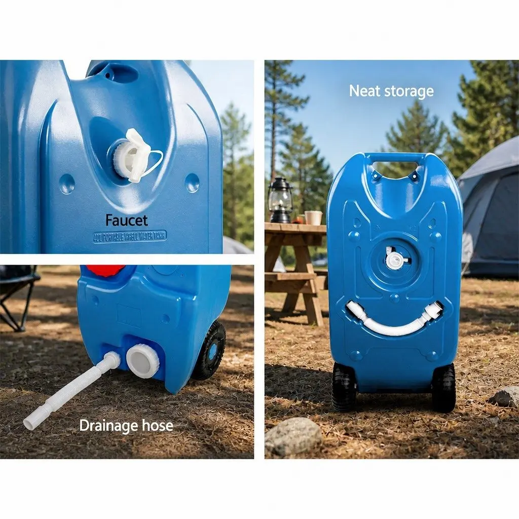 40L Portable Water Tank Camping Caravan Storage Container Blue