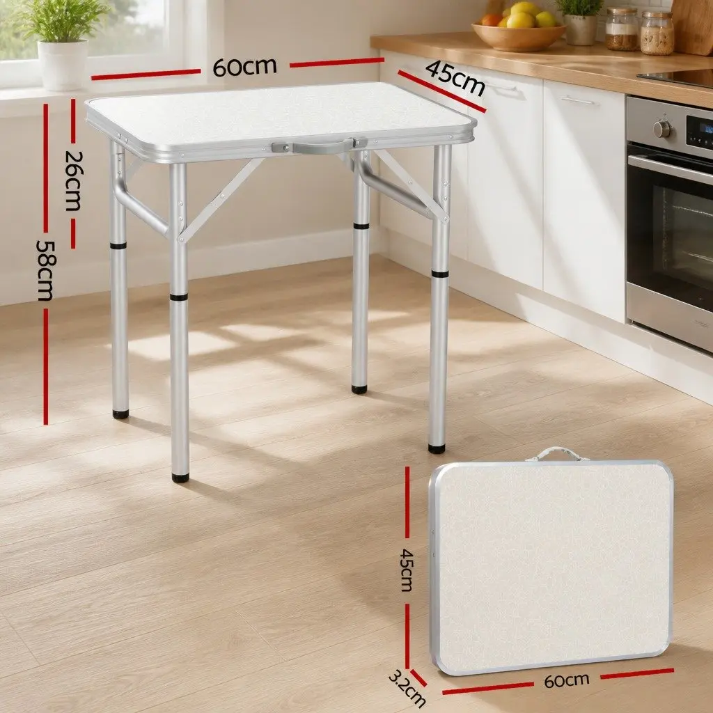 Portable Folding Table Silver Adjustable Height 60CM Outdoor Camping Picnic