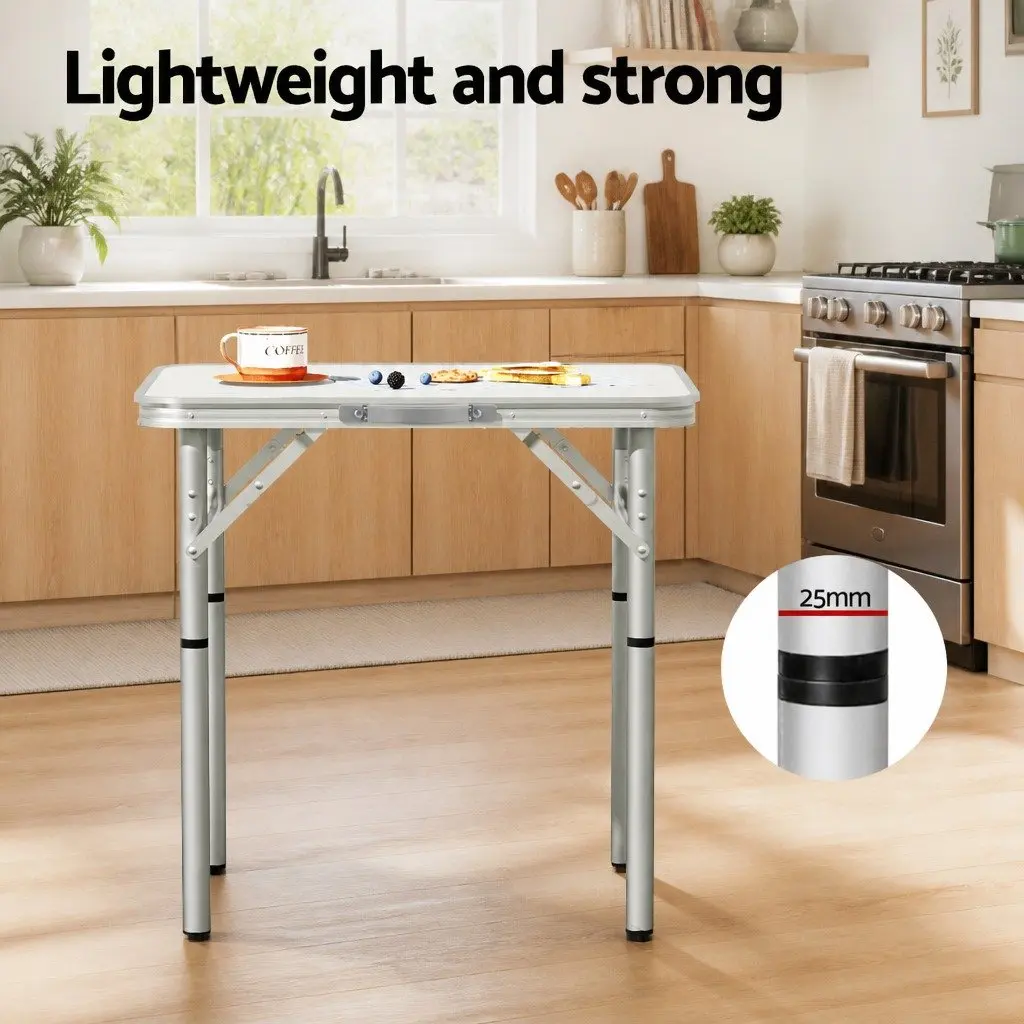 Portable Folding Table Silver Adjustable Height 60CM Outdoor Camping Picnic