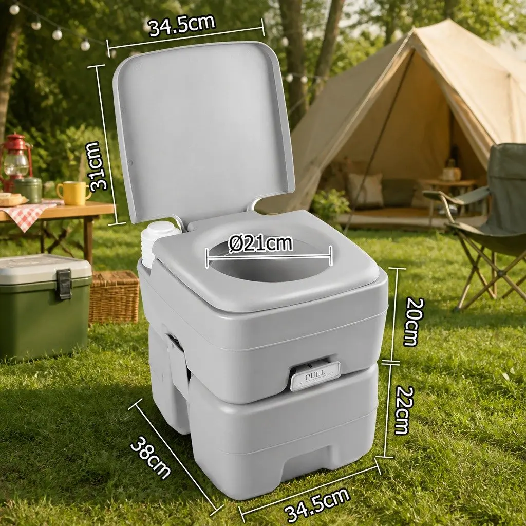 Portable Toilet 20L Camping Flush Grey Outdoor Travel Boating