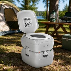 Portable Camping Toilet 22L Outdoor Flush Potty Boating Marine Grey