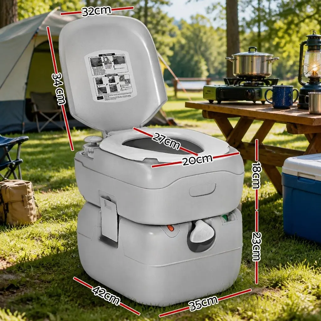 Portable Camping Toilet 22L Outdoor Flush Potty Grey