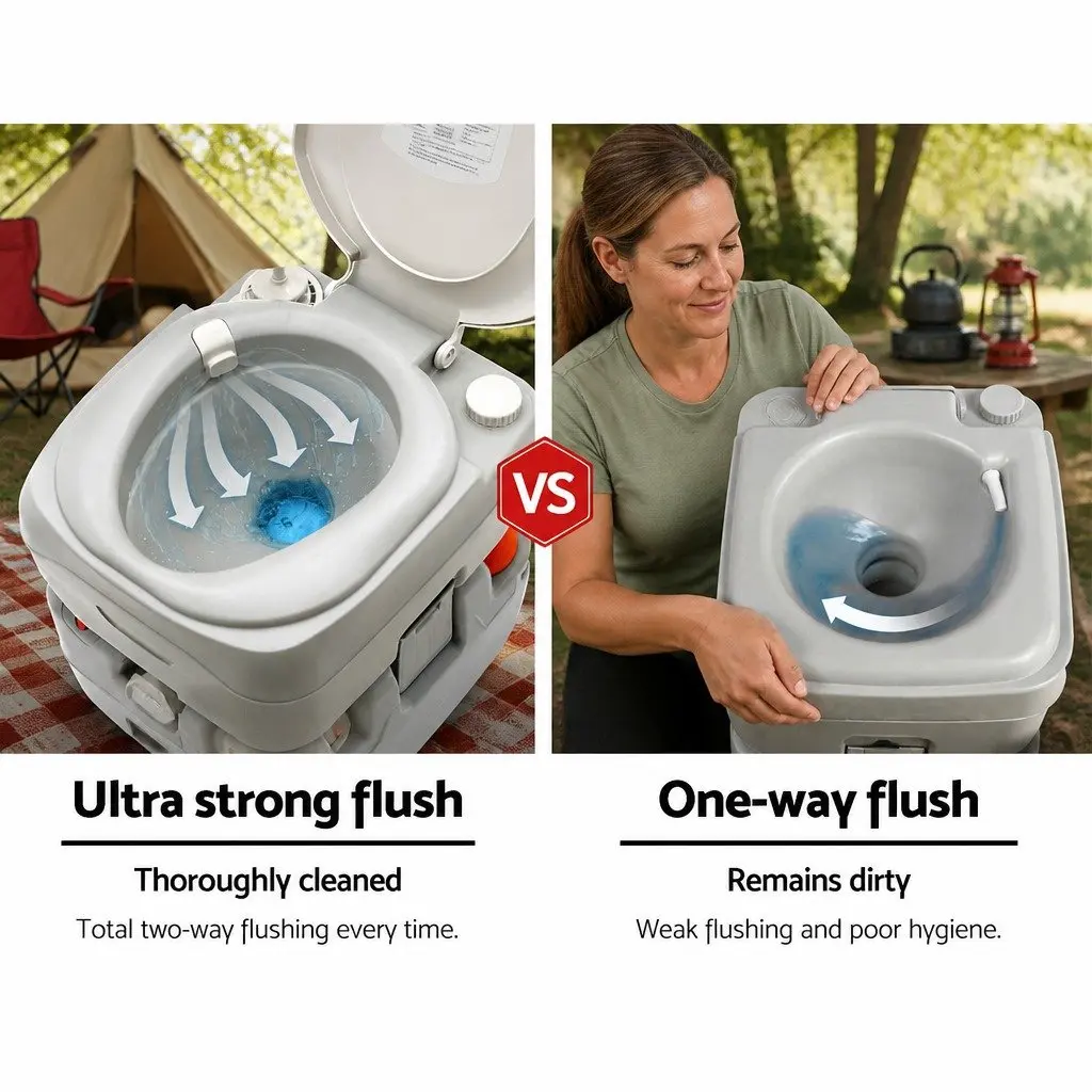 Portable Camping Toilet 22L Outdoor Flush Potty Grey