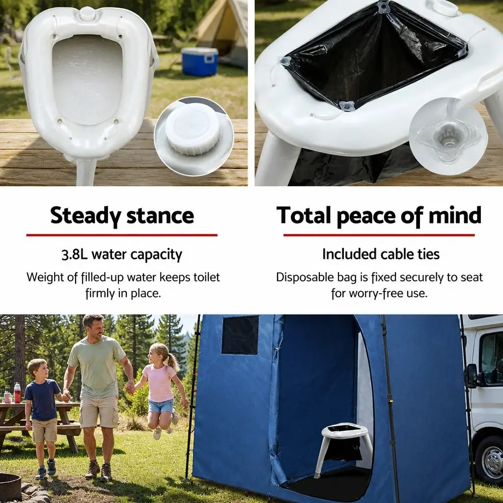 Portable Camping Toilet Outdoor Emergency Use White 120kg