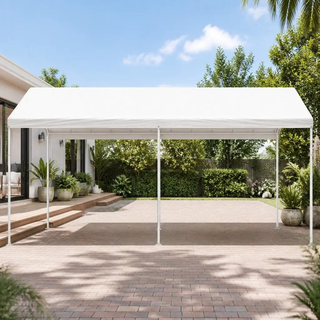 Carport Steel Shelter Canopy Gazebo Outdoor 3x6m White