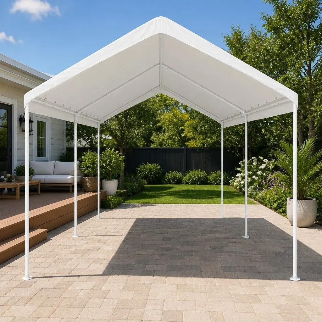 Carport Steel Shelter Canopy Gazebo Outdoor 3x6m White