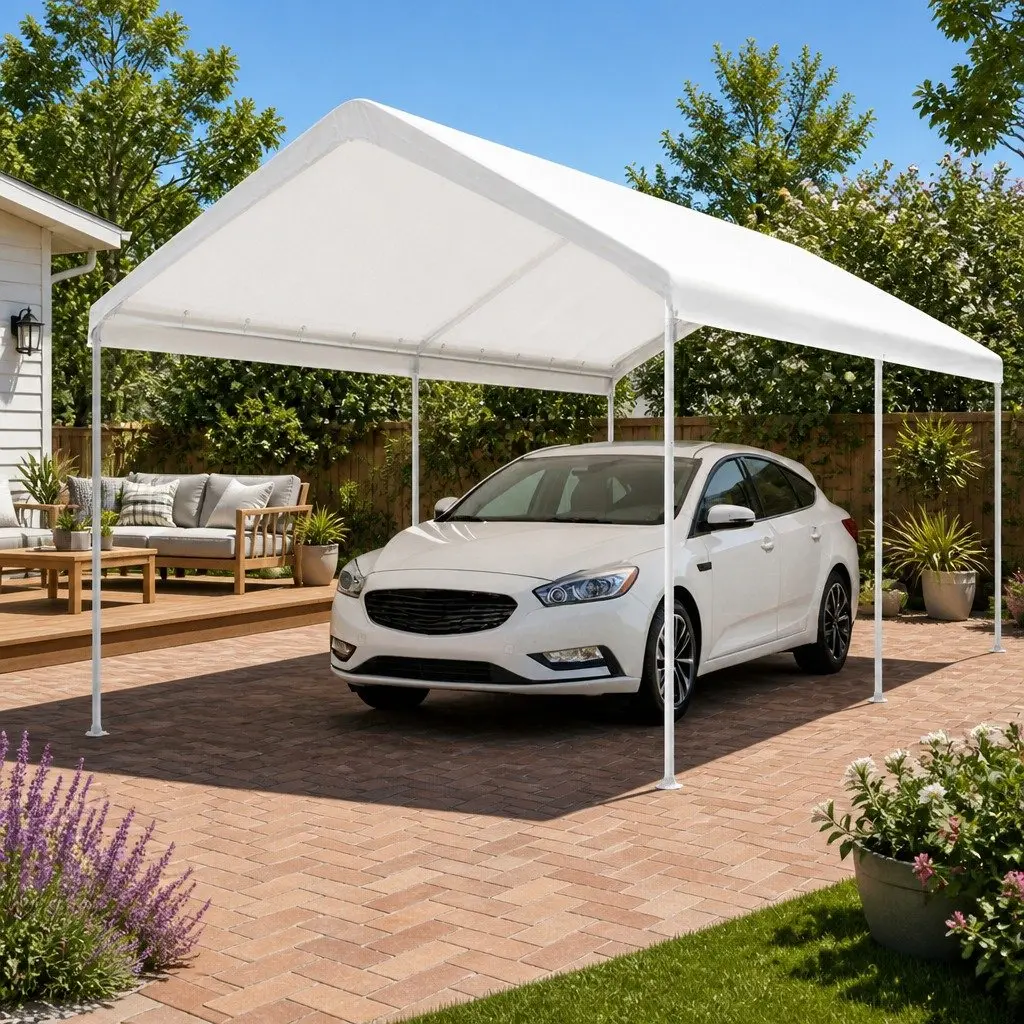 Carport Steel Shelter Canopy Gazebo Outdoor 3x6m White
