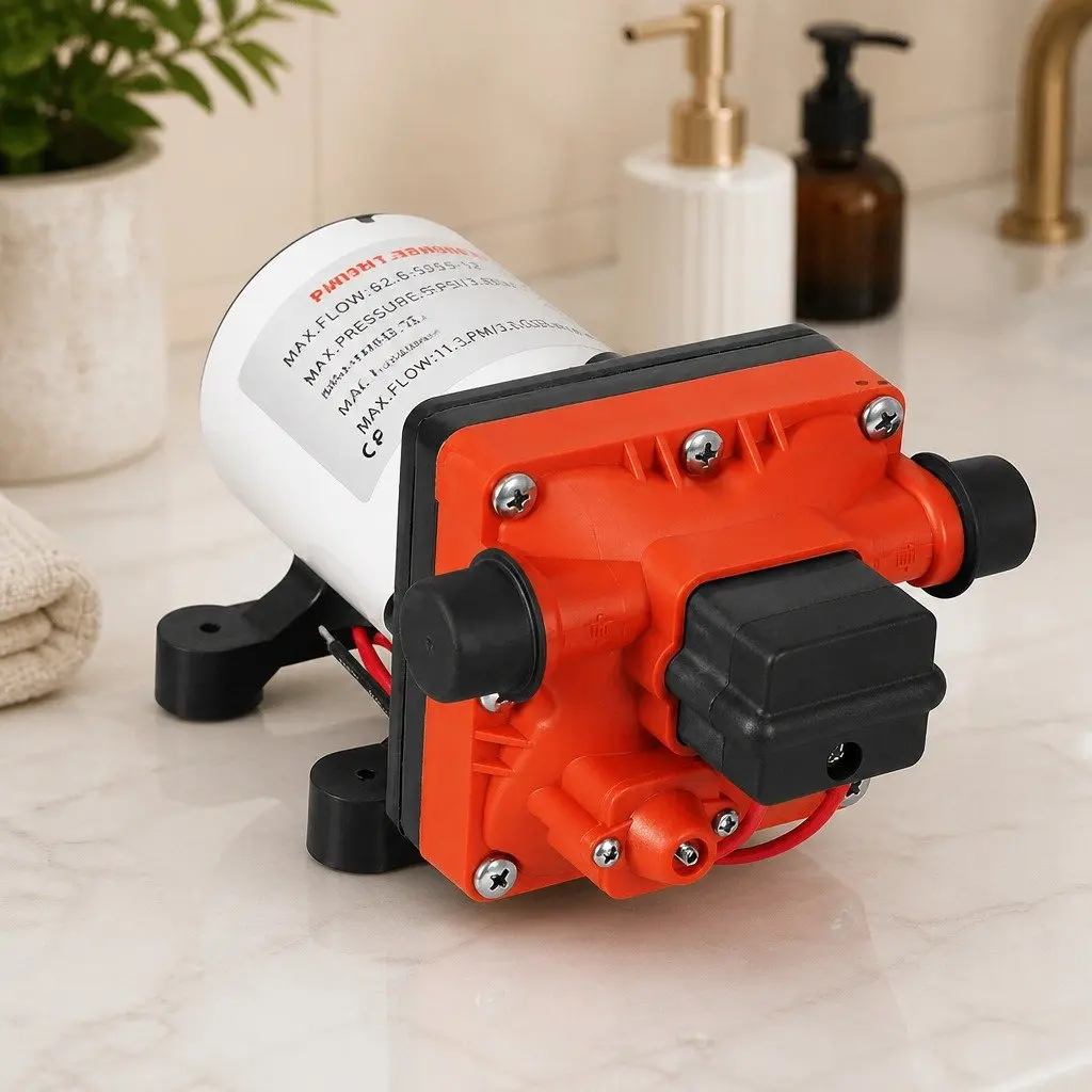 Water Pump Self-Priming High Pressure 12V Portable Diaphragm Shower Orange White Black