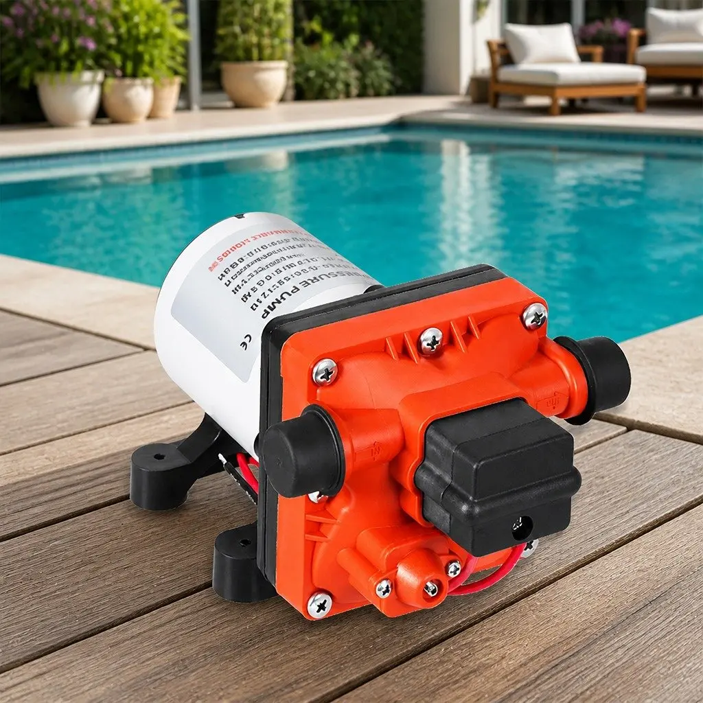 Water Pump Self-Priming High Pressure 12V Portable Diaphragm Shower Orange White Black