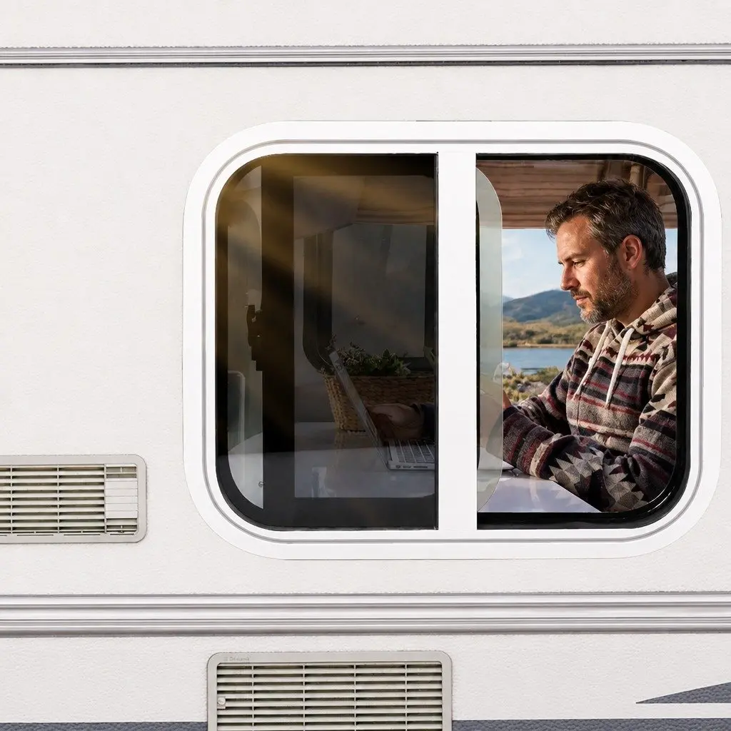 Caravan Sliding Window RV Motorhome Camper 600mm x 500mm Tempered Glass