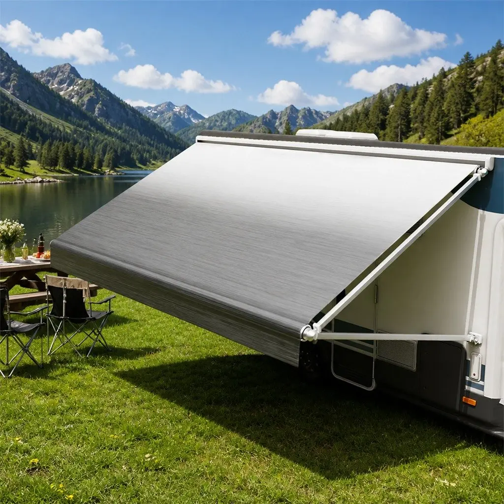 RV Awning Fabric Replacement 14FT Outdoor Protection 18.05oz Grey