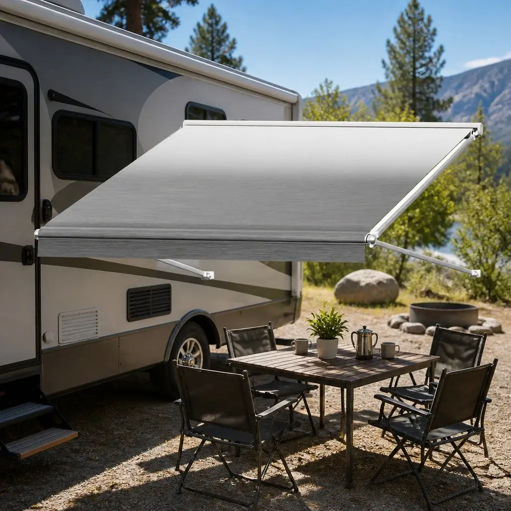 RV Awning Fabric Replacement 14FT Outdoor Protection 18.05oz Grey