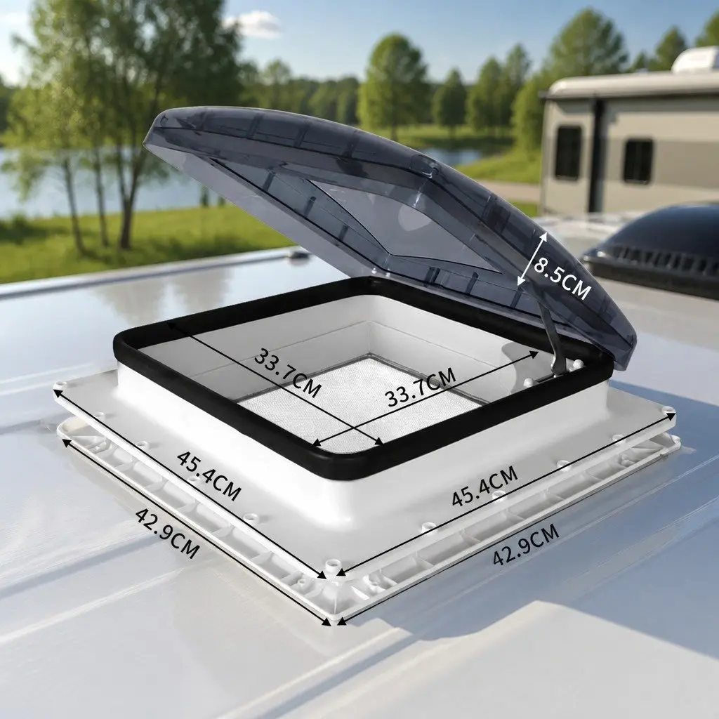 Roof Vent Skylight for Caravan RV 40cm Opening UV Resistant Polycarbonate White Grey