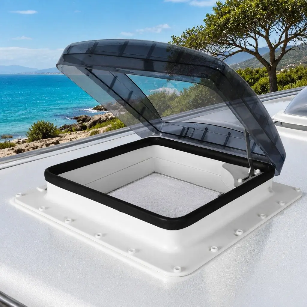 Roof Vent Skylight for Caravan RV 40cm Opening UV Resistant Polycarbonate White Grey