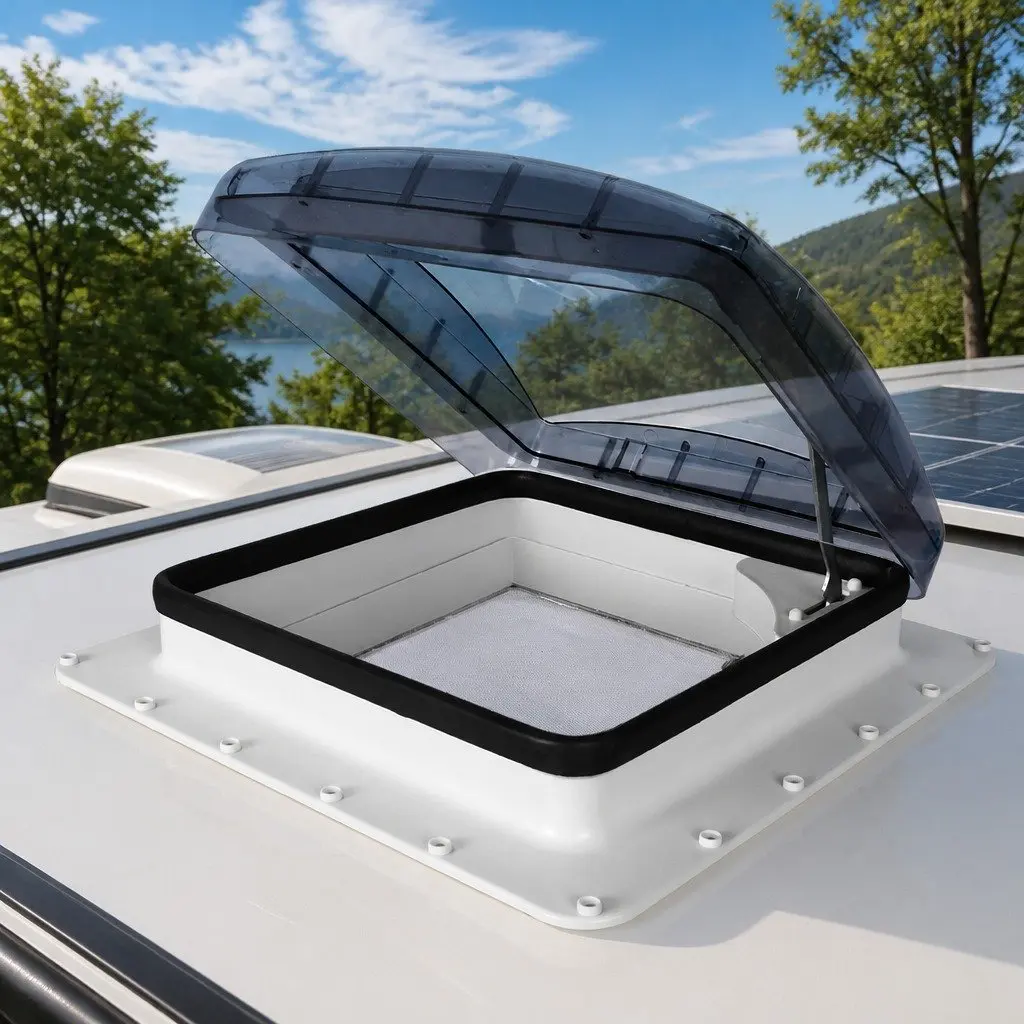 Roof Vent Skylight for Caravan RV 40cm Opening UV Resistant Polycarbonate White Grey