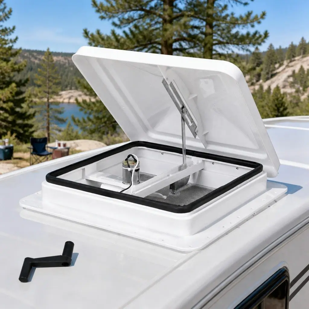 Caravan Roof Vent 12V Fan Air Ventilation System 42cm White
