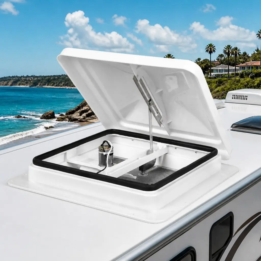 Caravan Roof Vent 12V Fan Air Ventilation System 42cm White