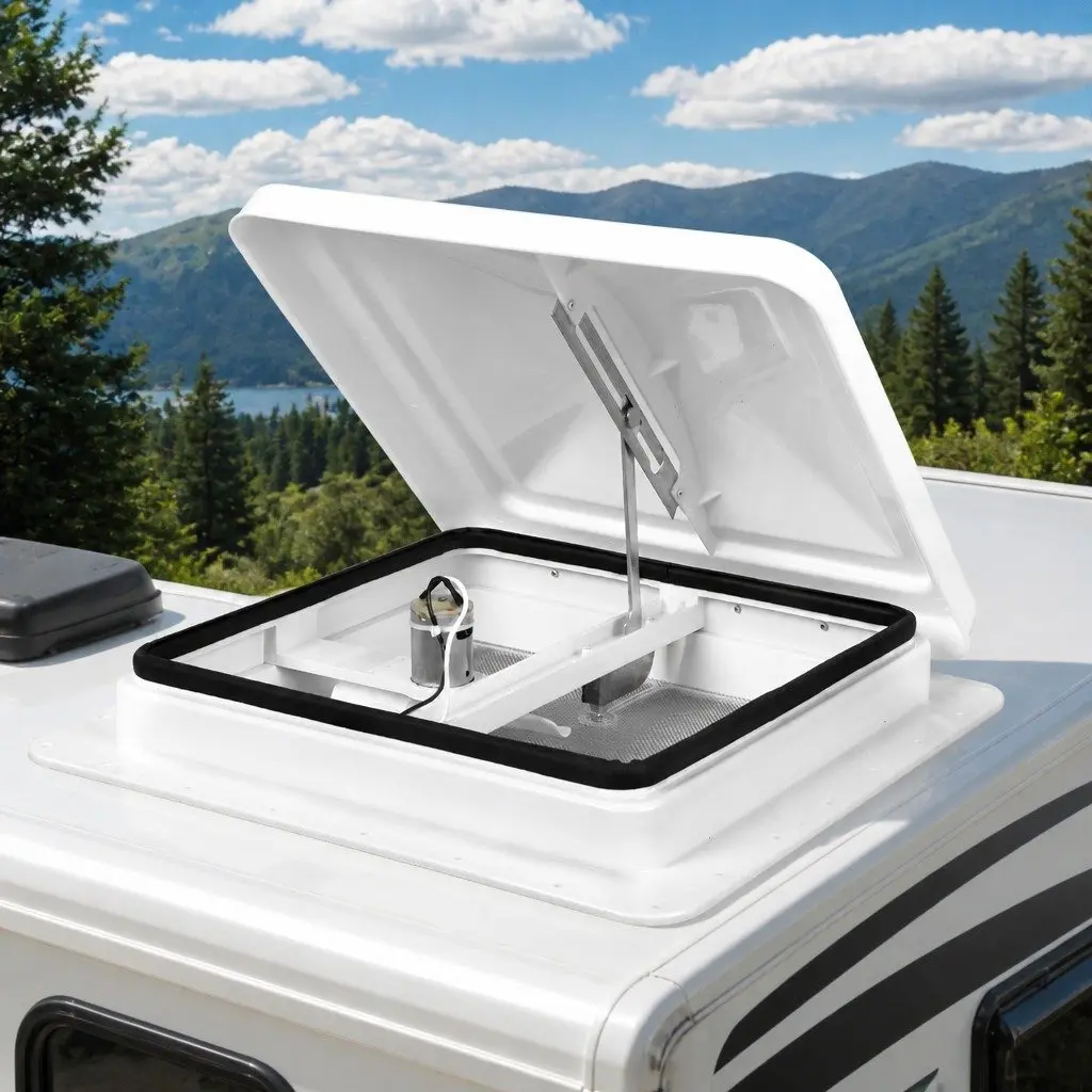Caravan Roof Vent 12V Fan Air Ventilation System 42cm White