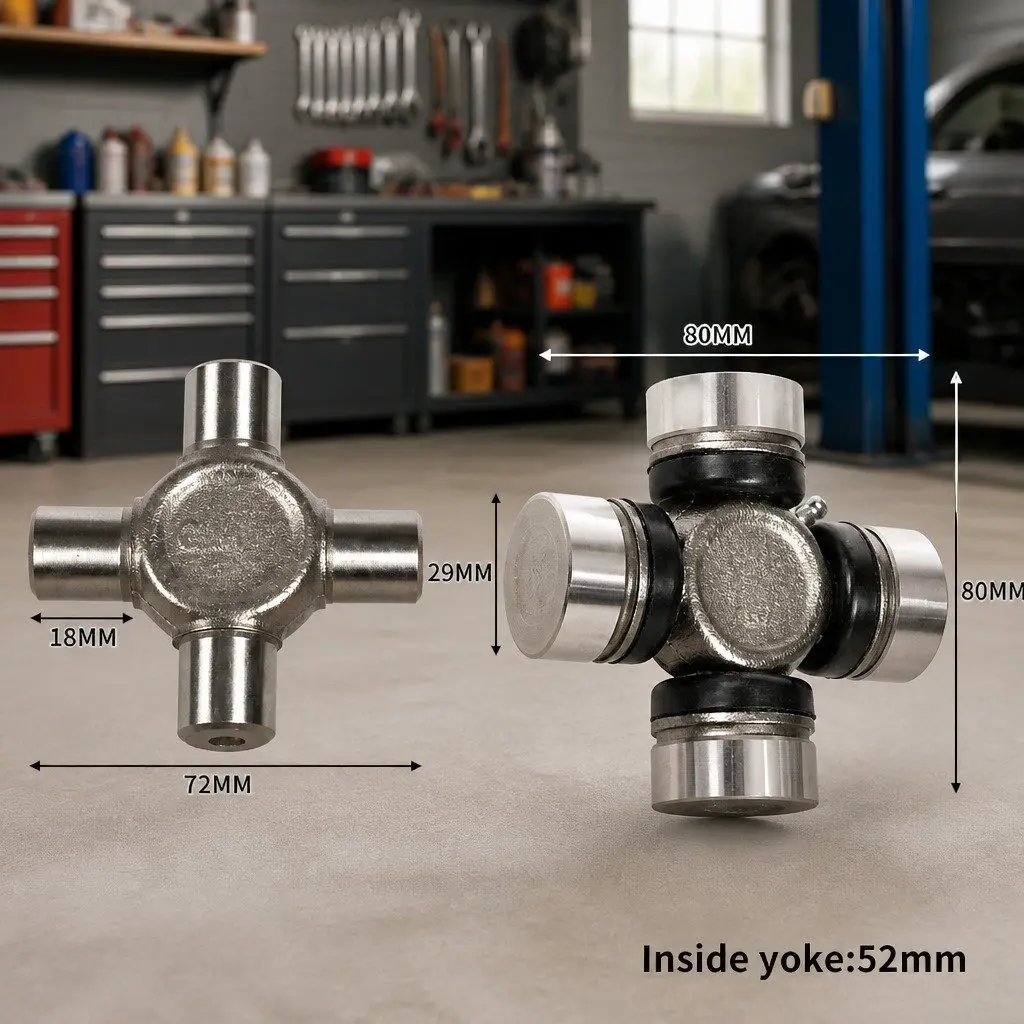 Universal Joint Drive Shaft Replacement Front Rear Silver 80mm x 80mm x 29mm Hilux Landcruiser Dyna 1980s to 2000s