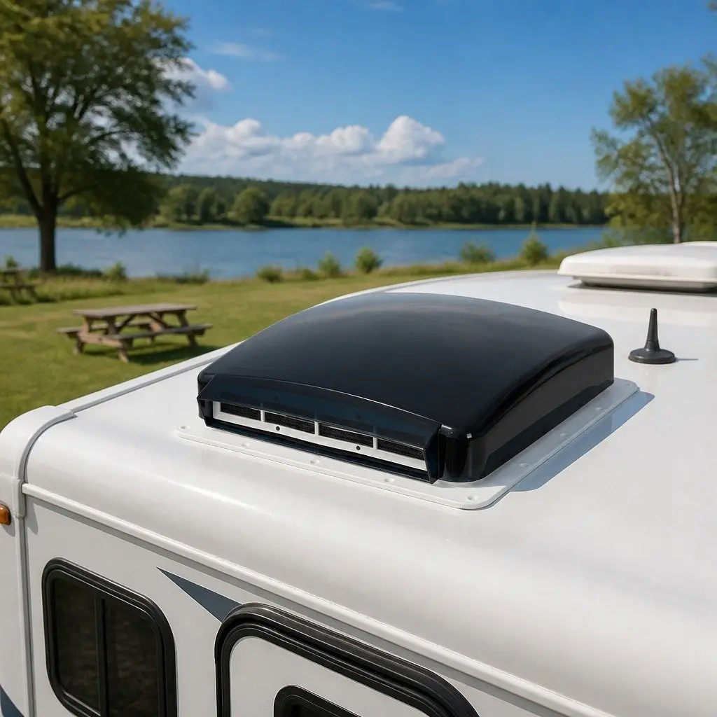 12V Caravan Roof Vent Fan Adjustable Speed Reversible Airflow 42cm White