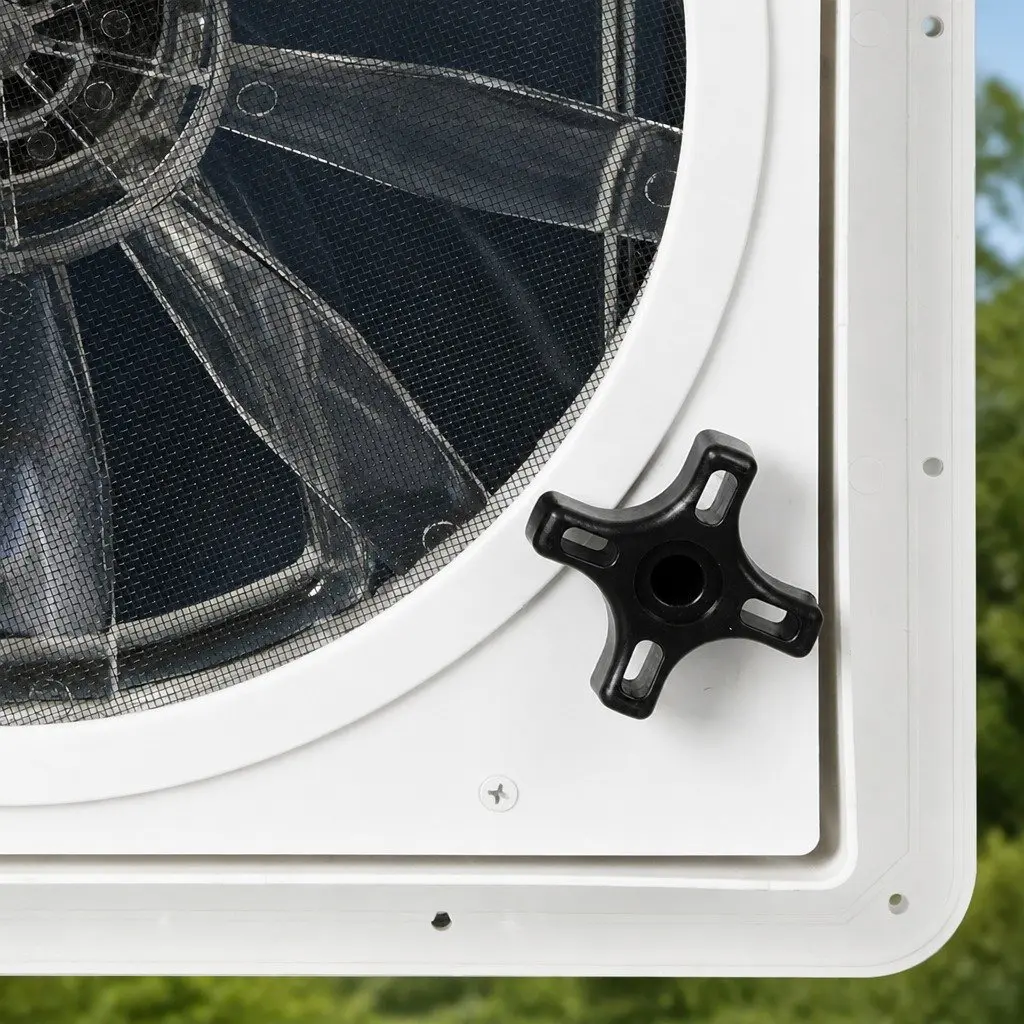 12V Caravan Roof Vent Fan Adjustable Speed Reversible Airflow 42cm White
