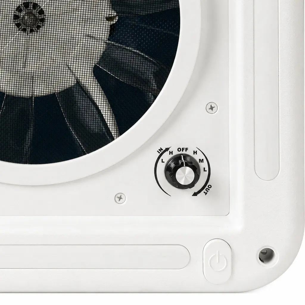 12V Roof Vent Hatch Fan LED Light for Caravan RV Trailer Exhaust Air White 33cm x 33cm x 15.2cm