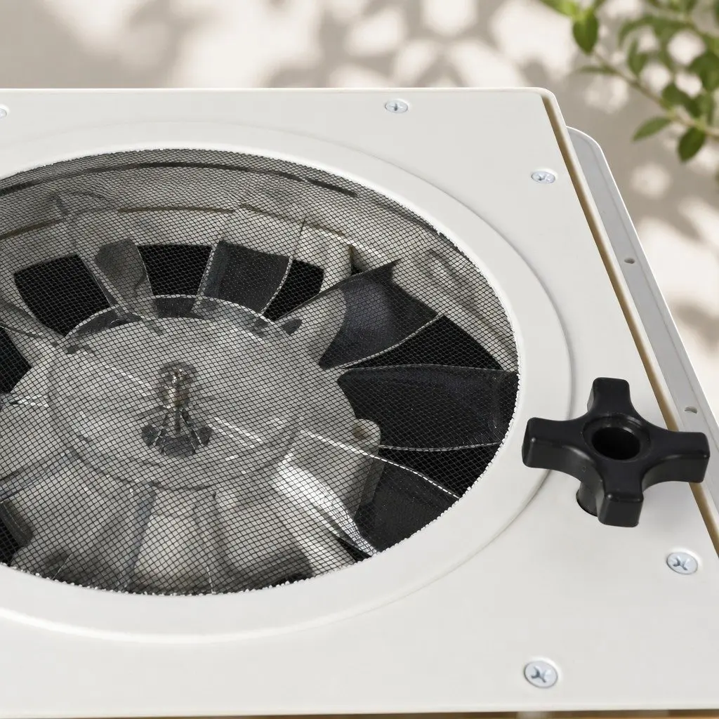 12V Roof Vent Hatch Fan LED Light for Caravan RV Trailer Exhaust Air White 33cm x 33cm x 15.2cm