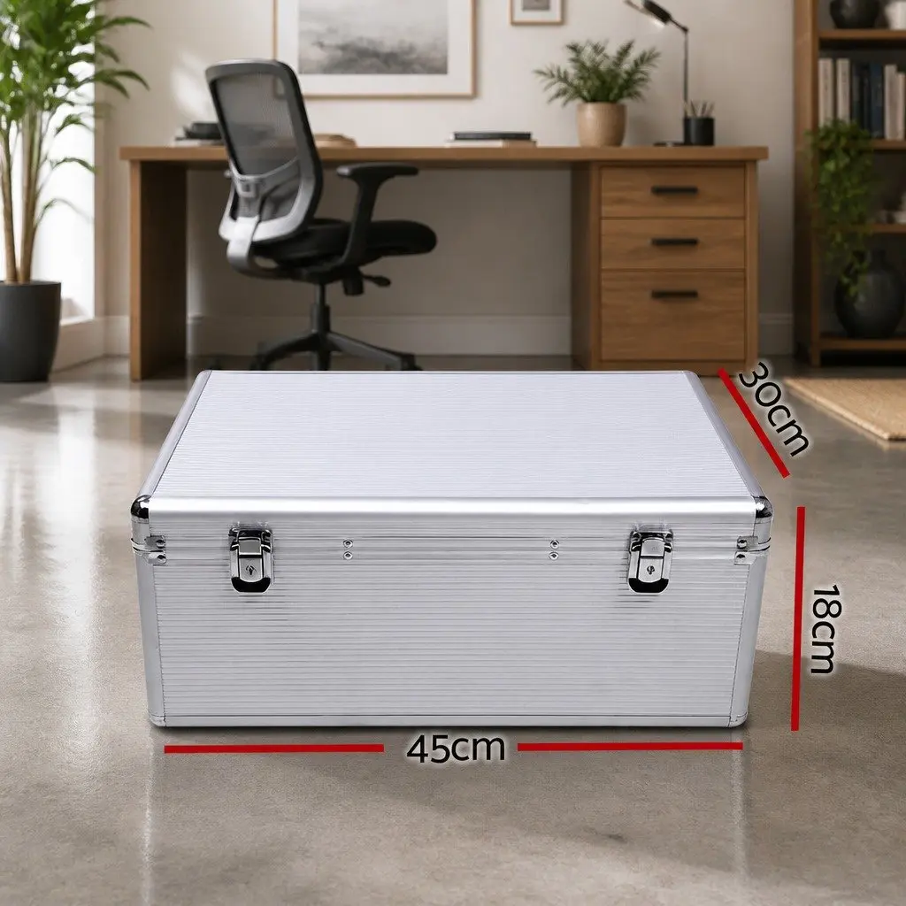 CD DVD Storage Case Aluminium 500 Discs Capacity Silver Organiser Box