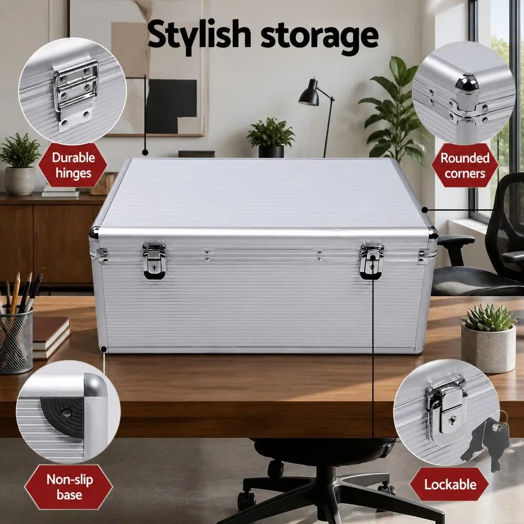 CD DVD Storage Case Aluminium 500 Discs Capacity Silver Organiser Box