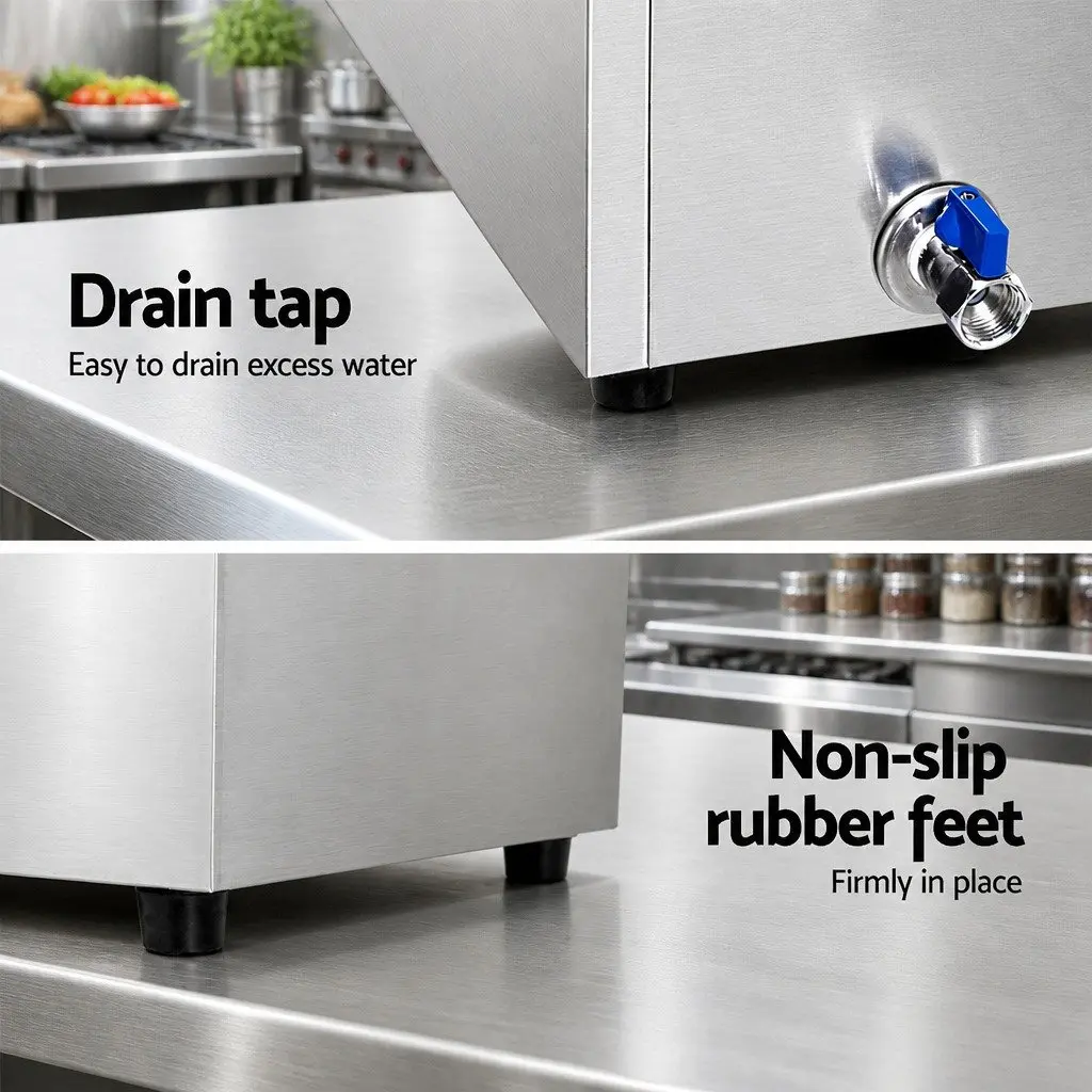 Bain Marie Food Warmer Electric Buffet Server 3 Pans Silver 1000W