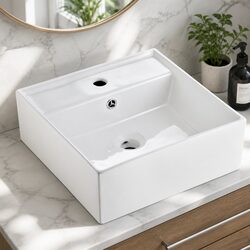 Ceramic Bathroom Basin Vanity Sink Hand Wash Bowl White 41x41cm Nano Glazed