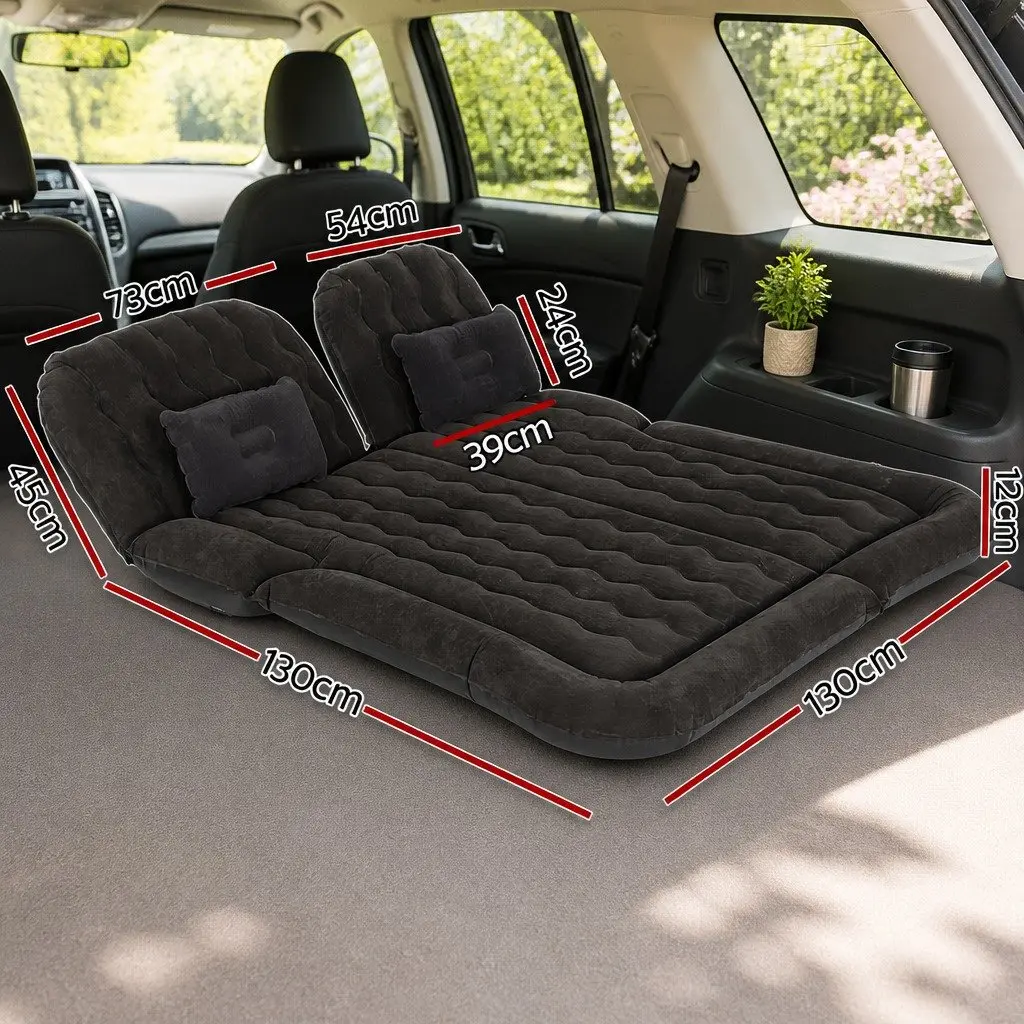 Inflatable Mattress for Car Back Seat Camping Black 175x130cm with Pillows