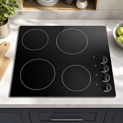 Electric Ceramic Cooktop 60cm 4 Cooking Zones Built-in Hob Black Glass 6000W