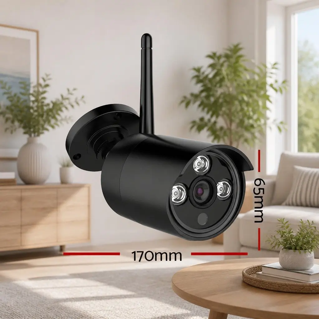 Wireless Bullet Security Camera 3MP Indoor Outdoor Black
